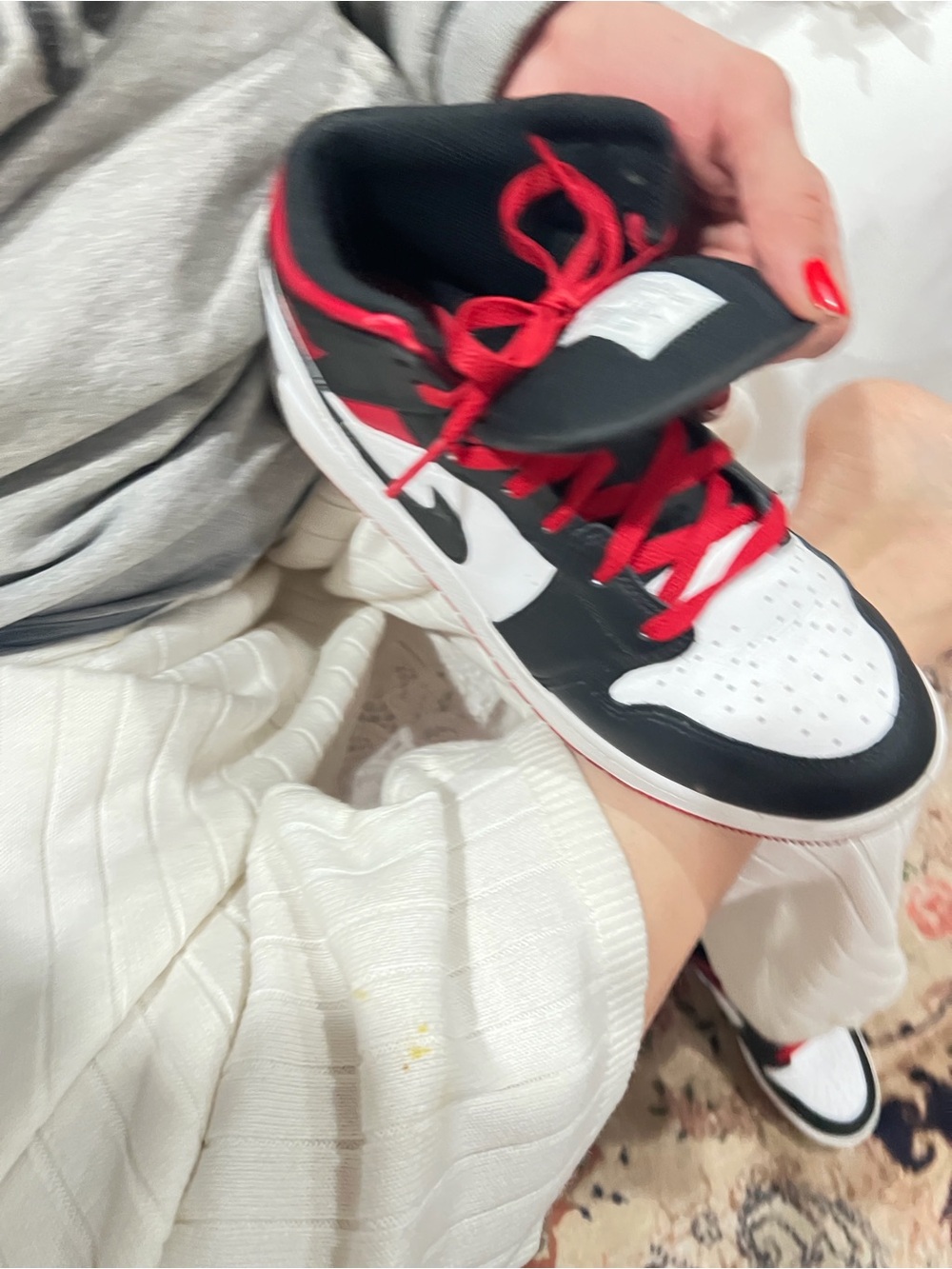 Jordan High-Top Sneakers in Black, White & Red. + A LITTLE GIFT 🎁 - Picture 8 of 9
